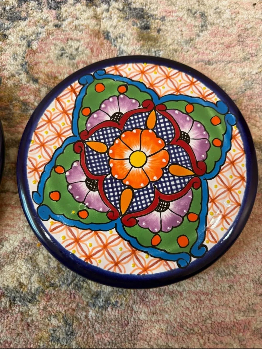 Hand-Painted Floral Ceramic Trivets - Multicolor